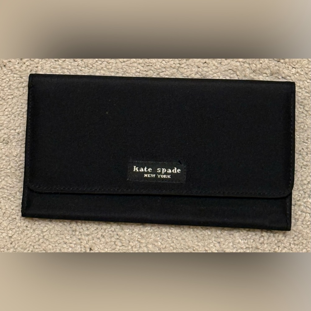 Kate Spade New York Vintage Black Nylon Continental Flap Checkbook Wallet Organi